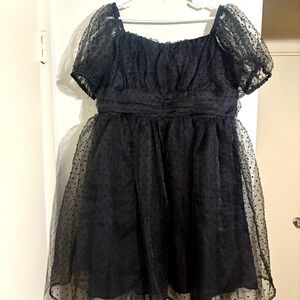 Unique Vintage Black Babydoll Puff Sleeve Dress